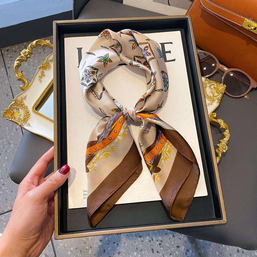 70cm Korean-Style Silk Square Scarf: Fashionable, Versatile Neck Protection and Decorative Accessory