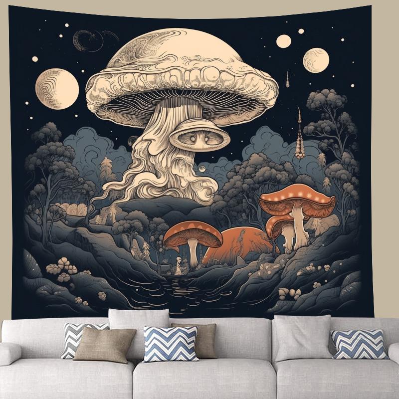 Boho Glow in the Dark Mushroom Tapestry for Living Room Bedroom Tapestry Home Wall Decor