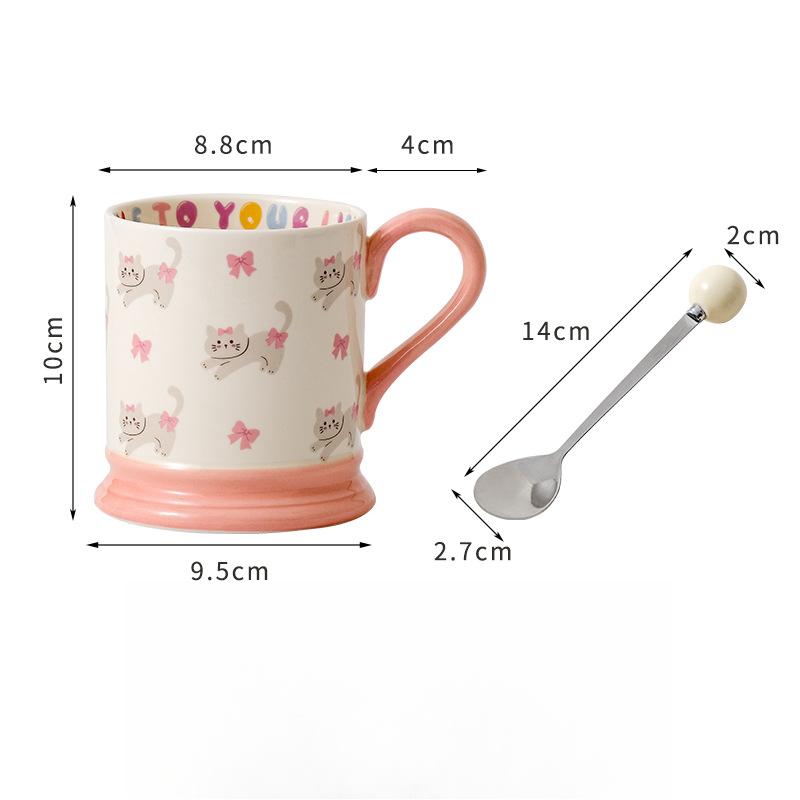 Ceramic Mug Cute Style Children's Milk Cup Illustration Dopamine Cup Birthday Best Friend Gift Couple Water Cup