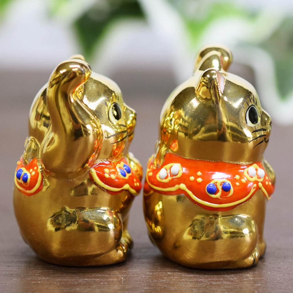 Söt Lyckokatt Prydnad Kutani-keramik Chibi Lyckokatt Guld Öppningsfirande Födelsedagspresent Parpresent