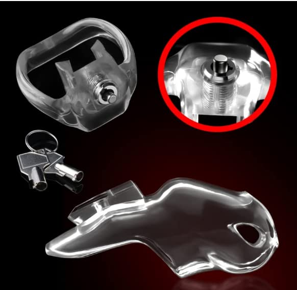 SYXMEE Chastity Belt Resin Cock Cage with Restraint Device for Penis Torture and SM Couple Adult Toy Men's HT-V5, Lock, Restraint, Slave, (Maxi, 45mm)