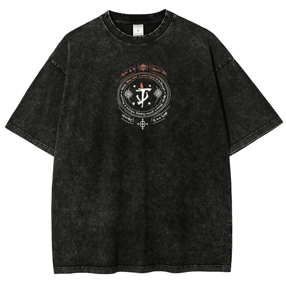 T-shirt Grafica Stile Retrò Gioco FPS Classico DOOM Uomo Donna Cotone Lavato Vintage Morbido Casual Oversize Top Estivo Nuova Maglietta