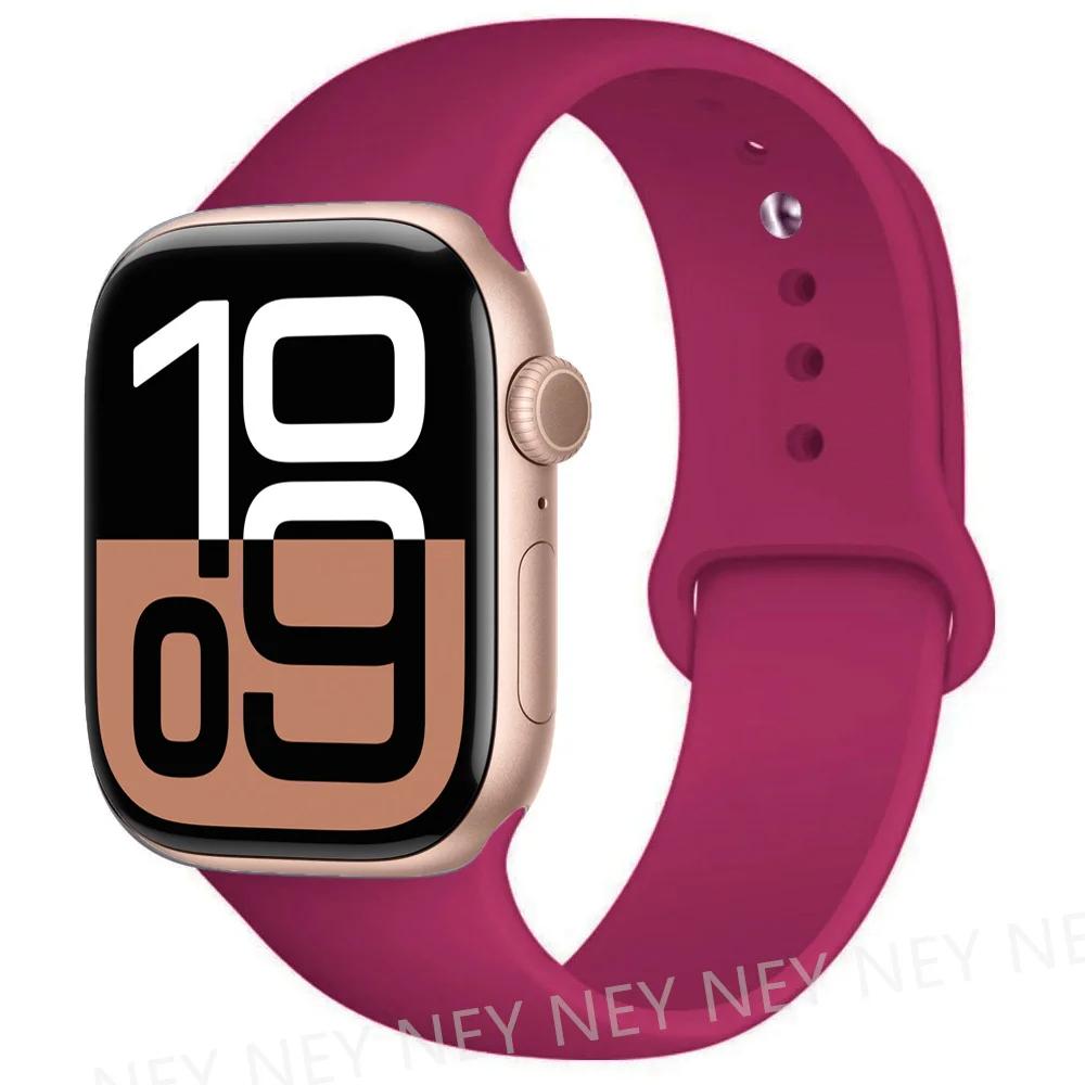 Silicone Band For Apple Watch Straps Ultra 2 49mm 45mm 44-40mm 41mm Sport Bracelet Apple Watch Series 10 42mm-46mm 8 7 6 5 SE 9