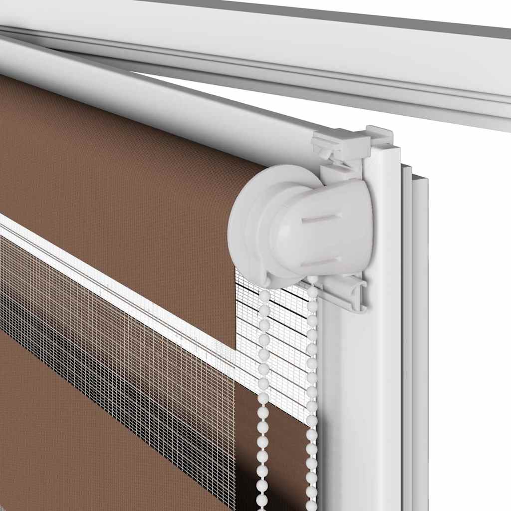 Double Roller Blind Brown 125x100 cm Fabric Width 120.9 cm Polyester