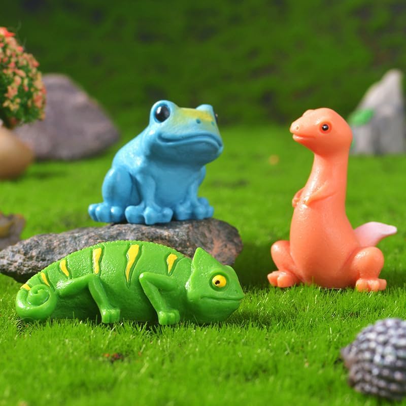 Pinenjoy 10-Piece Miniature Reptile Resin Lizard Figures, Educational Toys for Insects, Fairy Gardens, Terrariums, and Bonsai, for Learning About