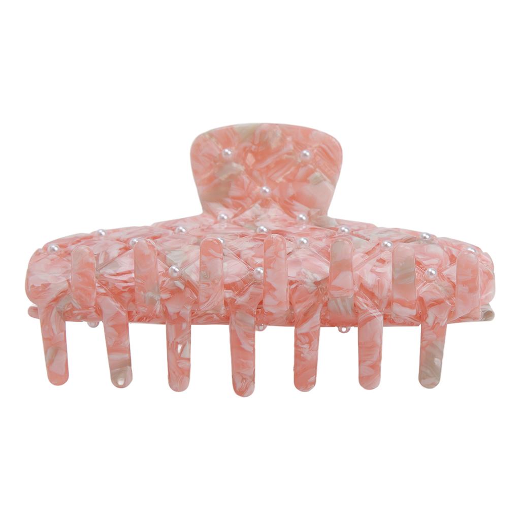 Hair Claw Clips Durable Fashionable Anti Slip Design Wonderful Gift with Pearls for Women Girls Orange