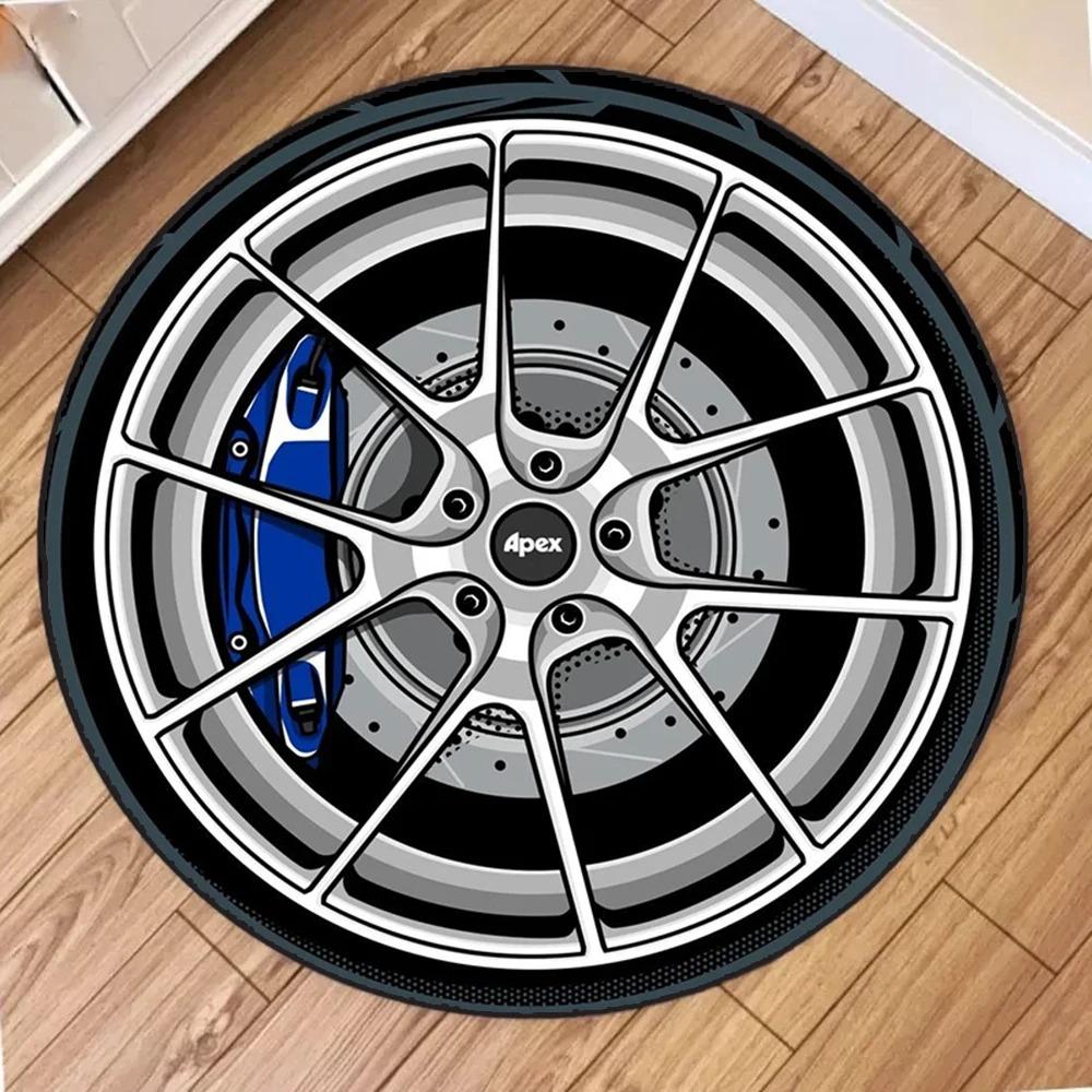 1PC Fashionable Contour Print Round Rug, Non-slip Floor Mat for Living Room, Bedroom, Bathroom, Holiday Home Decoration