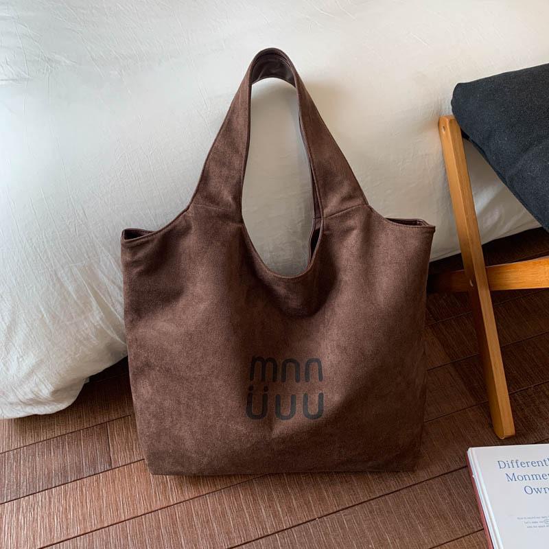 Suede bag women's large capacity autumn and winter versatile shoulder bag retro commuter tote bag