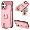 For iPhone 16 Case Zipper Pocket Kickstand Leather Phone Back Cover