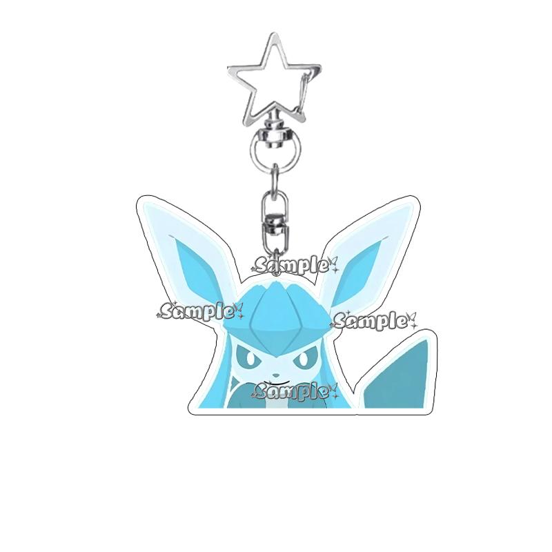 Kawaii Eevee Vaporeon Flareon Q Version Anime Characters Acrylic Keychain Umbreon Cartoon Ornaments Backpack Charm Accessories