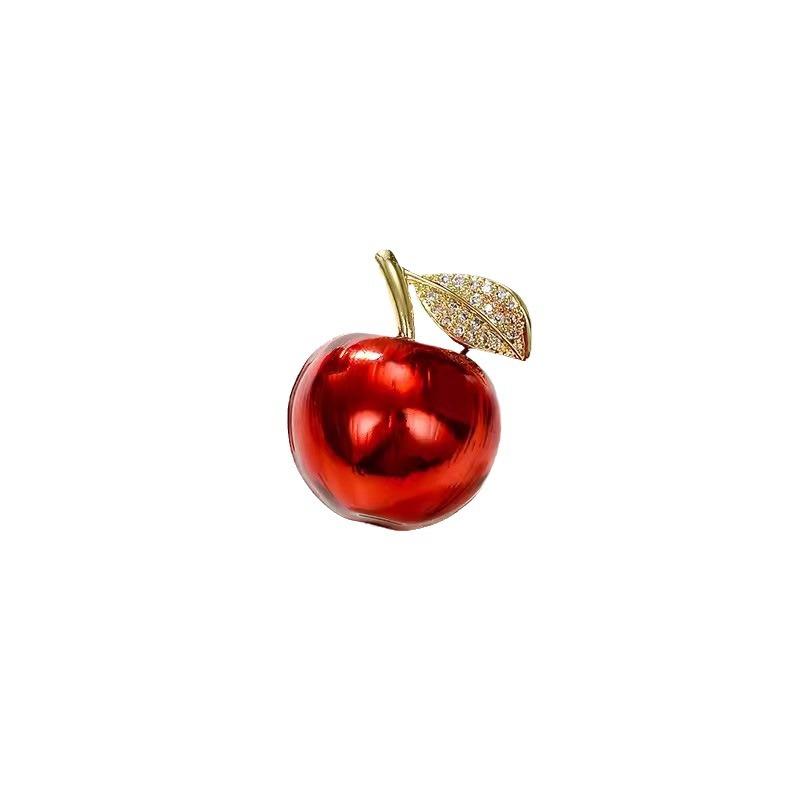 Small Red Apple Brooch, High-End Female Niche Design, High-End Corsage Summer Pin, Fixed Clothes, Anti-Light Buckle