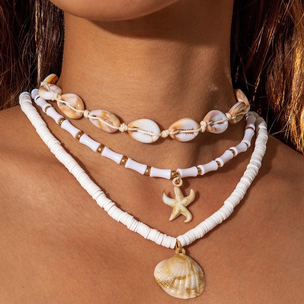 Accessories, Bohemian Beach Series Starfish Beaded Single Layer Necklace, Seaside Holiday Wind Collarbone Chain Women