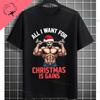 Funny Muscular Santa Christmas Gym Graphic Tshirt Casual Sports Humor Style Pure Cotton Shortsleeve Tshirt Outdoor Clothing