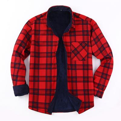 American Size Men's Shirt Long Sleeve Autumn Winter Warm Plus Fleece Thickened Plaid Large Size Fashion Free Iron