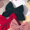 Alloy Safe Hair Accessory Kids Gift 2PCS Set Girl Favorite Cute Bow Hair Clip Diamond Embellished Velvet Solid Color Bow
