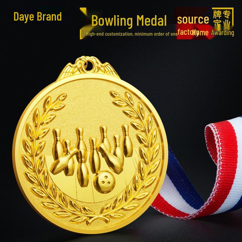 Custom Children s Bowling Marathon Sports Meet Medal - Kindergarten Gold Hanging Plate 6.5CM