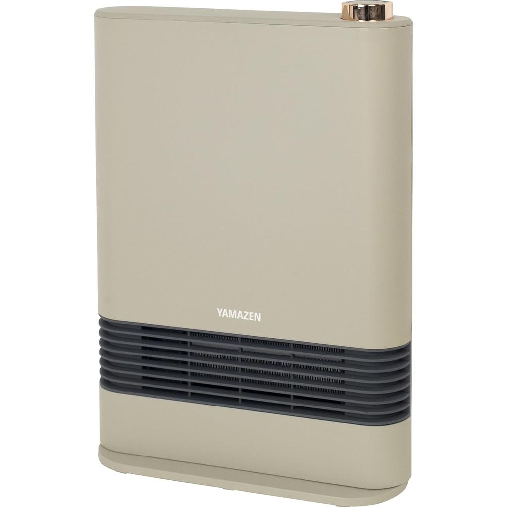 YAMAZEN HF-L122(G) Ceramic Fan Heater, 1200W, Compact, Fast Heat, Two Output Levels, Tip-Off Switch, Suitable for Bathrooms and Dressing Rooms, Greige