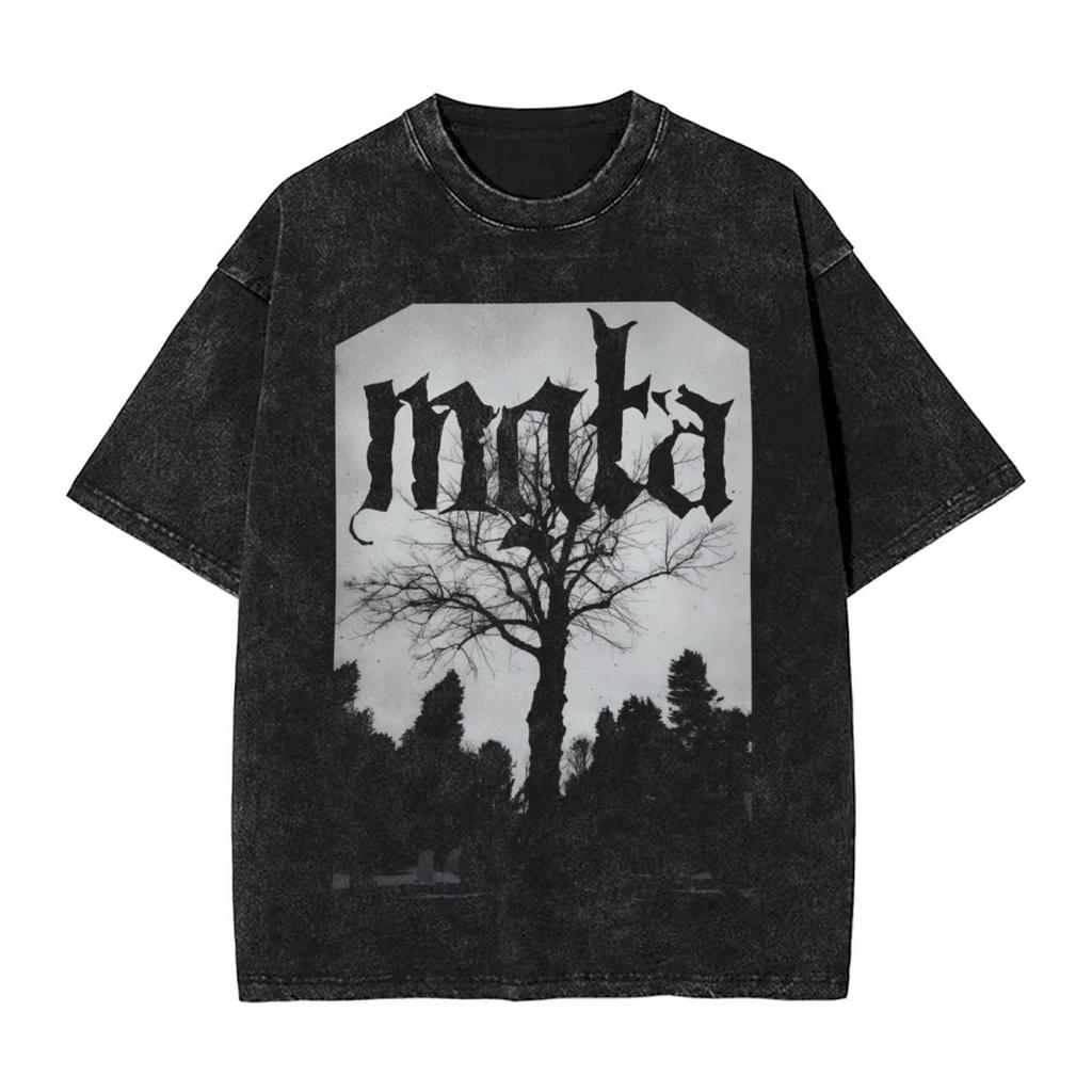 Mgla Muzyka Kobieta Mężczyzna Bawełna Prana Hot stamping Nadruk Koszulka Mgta Harajuku Bawełniana Koszulka Męska Letnia z Krótkim Rękawem T-shirty