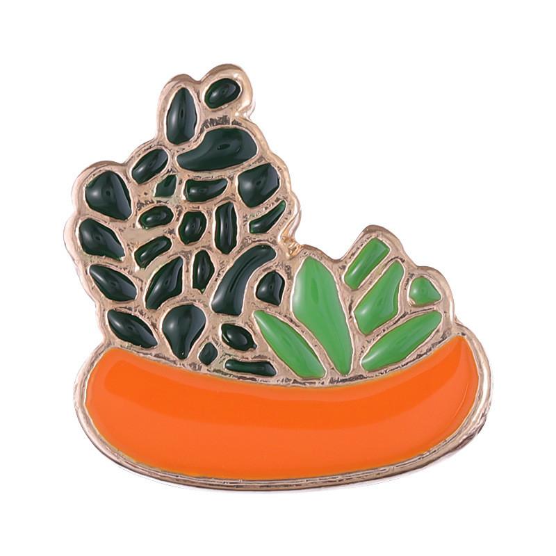 Charming Cartoon Mini Cactus Plant Brooch Alloy Badge For Fashionable Clothing Accessories