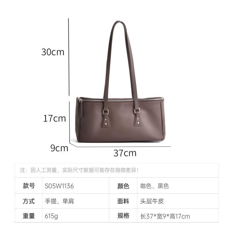 Korean Minimalist Trend Lazy Style High-end Feel Hand-held Bill Of Lading Shoulder Bag Light Luxury Texture Top Layer Cowhide Women's Armpit