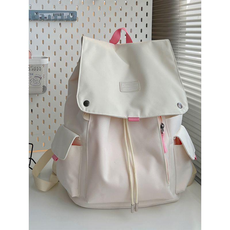 

Fuesuny Fashion Brand Schoolbag Women High School Student Junior High School Student Mori look Campus All-Match American Preppy Backpack White