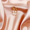 14K Gold Plated Triple Strand Freshwater Pearl Long Dangle Earrings Irregular Knotted Drop Jewelry for Women