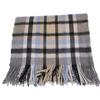 Joshua Ellis [Brand New] CPG51174 NEW CHECKS2/2TWILL Check Cashmere Fringe Scarf Light gray, black, aqua blue, beigeUsed