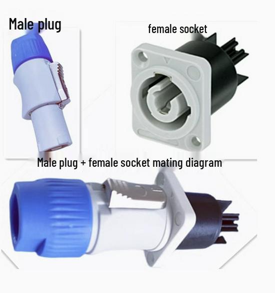 3P Stage Lighting Beam Light with Aviation Plug, LED Display, and XLR Waterproof Male/Female Socket.