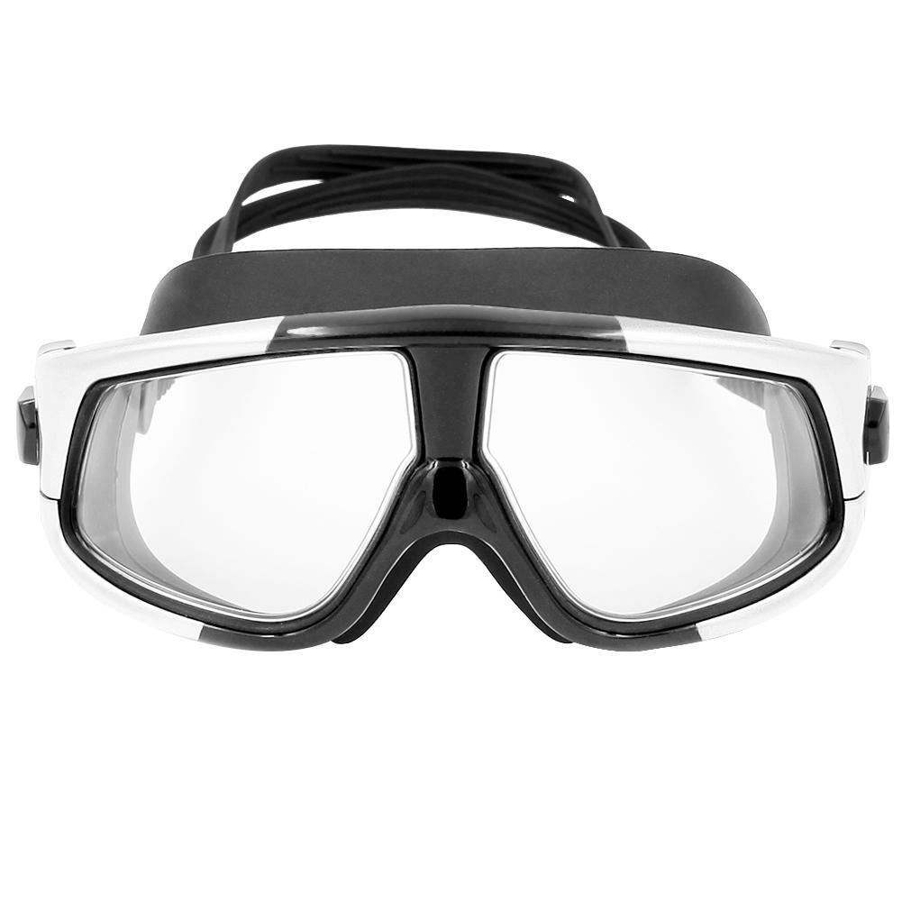 WHALE Professional Adults Electroplating Anti Fog Swimming Glasses (Silver   Black)