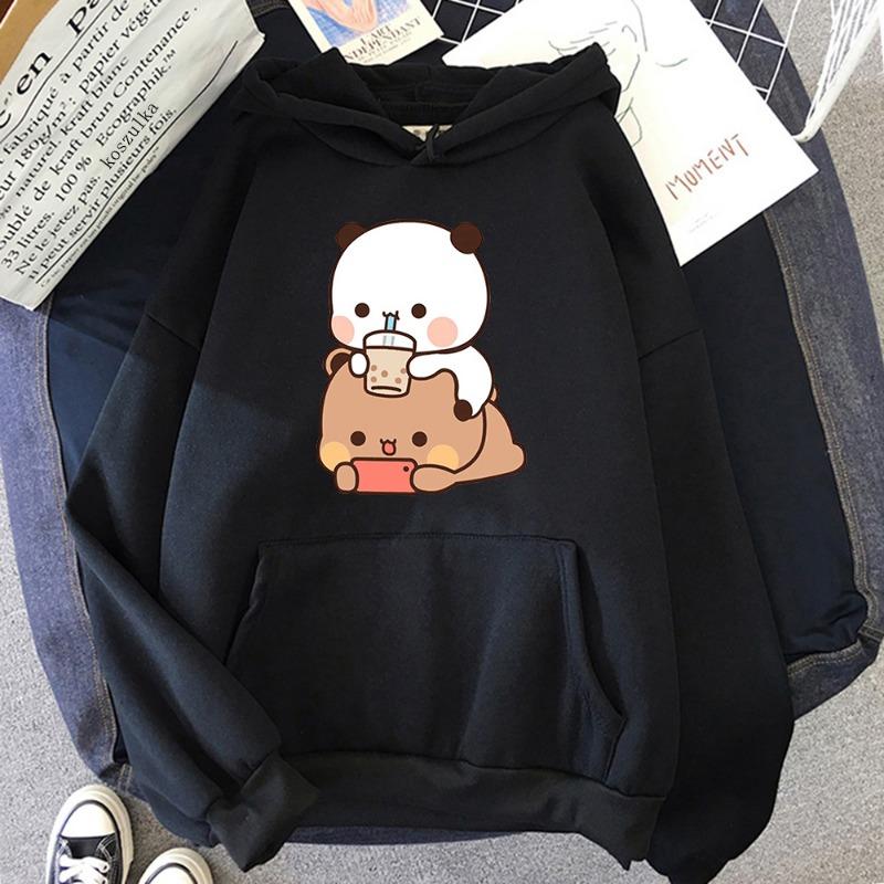 Bubu and Dudu Hoodie Women Aesthetic Graphic Funny Kawaii Bubble Tea Hoodies Unisex Anime Harajuku Vintage Pullovers Sweatshirts