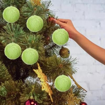 12PCS Gifts Plush Surface Christmas Balls Ornaments DIY Craft Soft Christmas Tree Balls Pom Pom Balls Xmas Tree
