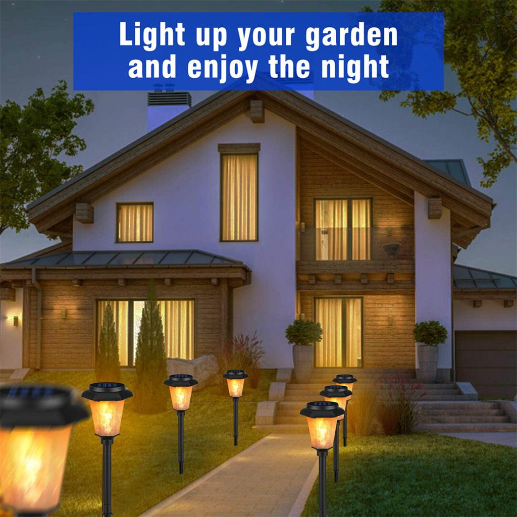 12 Led Outdoor Solar Flame Light Ip65 Waterproof Dancing Flashlight For Garden Pools Paths Patios