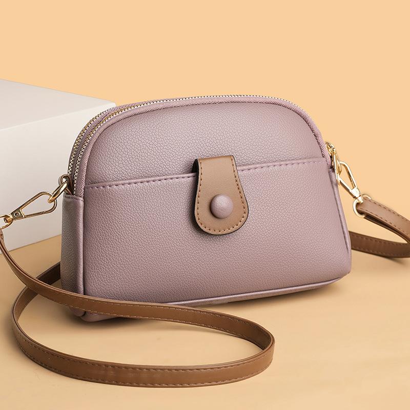 Niche cowhide texture mobile phone bag messenger bag