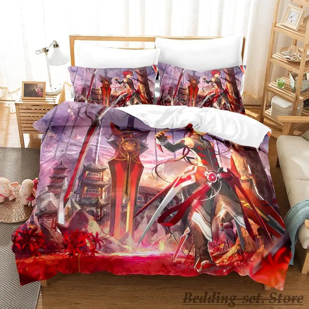 Coolt Spel Elsword Sängklädesset Enkelt Twin Full Queen King Size Sängset Vuxen Barn Sovrum Påslakan Set Anime sängkläder Säng