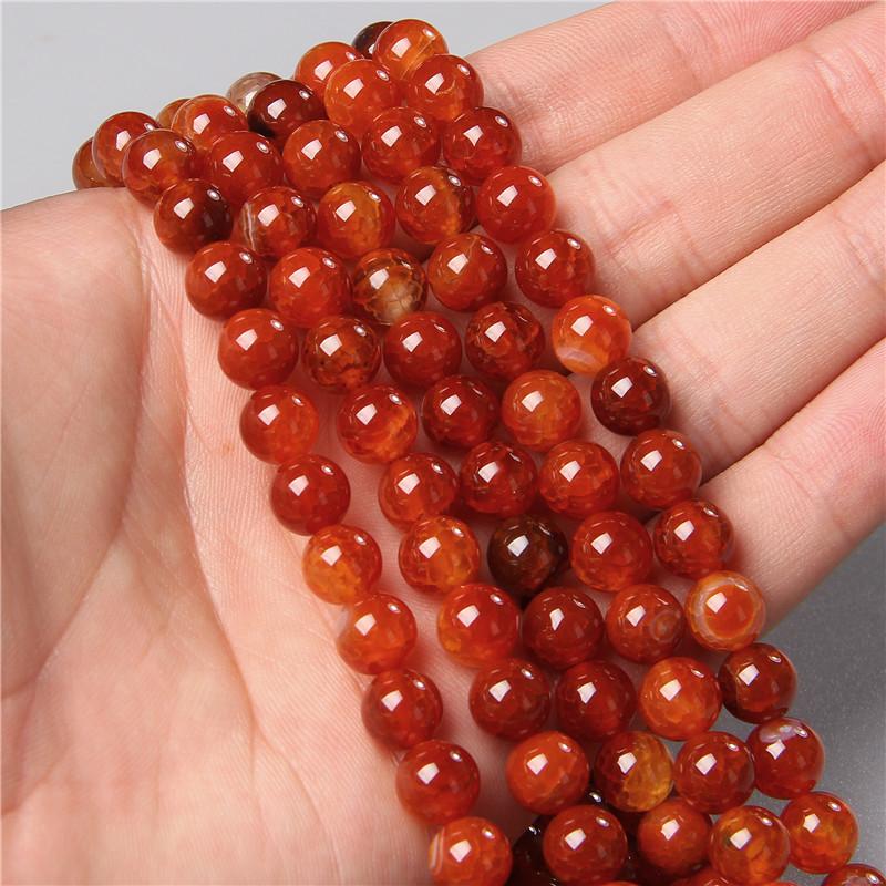 Natural Smooth Dragon Veins Agates Beads Loose Cracked Stone Beads for Jewelry Making DIY Bracelets Necklace 15'' 6 8 10mm