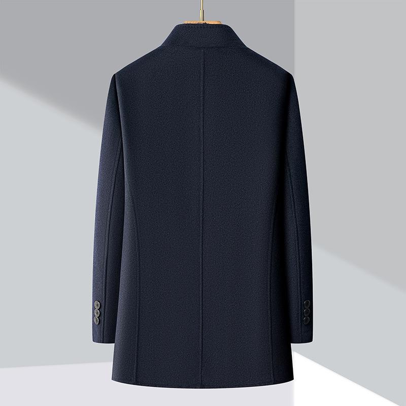 Men's Winter Woolen Coat with Mink Fur Collar and Duck Down Liner