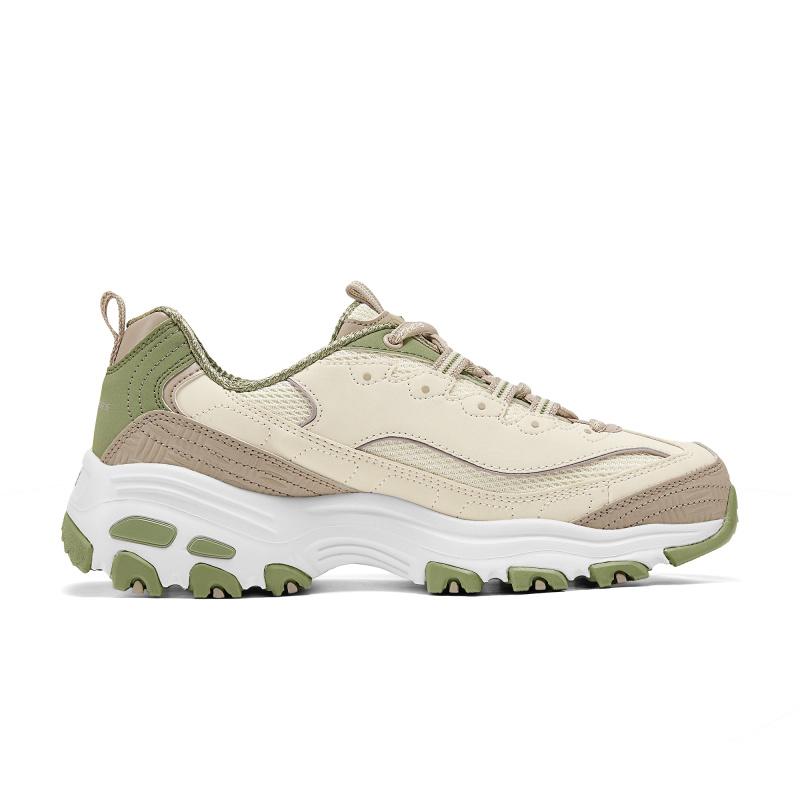 Skechers DLites 1.0 Comfortable Versatile Durable Low-Top Casual Shoes Women Sneaker Brown Green 150536-NTGR