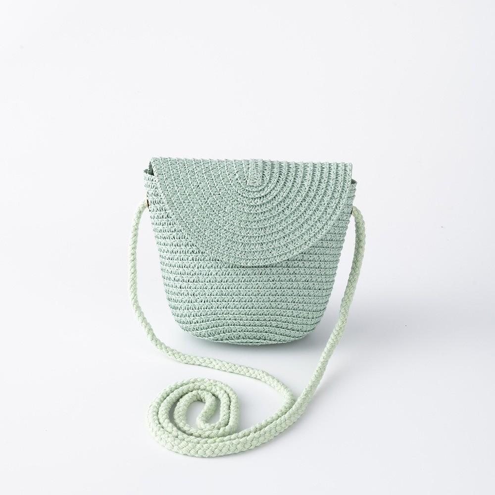 Pure Color Children Straw Bag Handmade Rattan Bag New Handwoven Beach Bag  Women