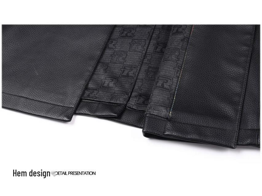 Trench-coat double boutonnage en cuir de mouton pour homme, Mi-mollet, Doublé velours