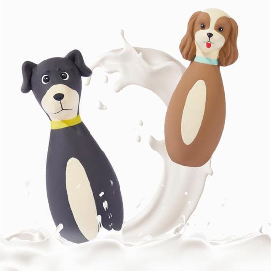 Latex Dog Chew Toy for Small Medium Large Dogs Bowling Shaped Interactive Squeaky Bite-Resistant Teething Toy for Stress Anxiety Relief