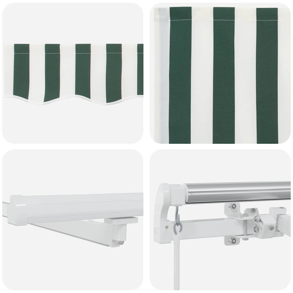 Retractable Awning Green and White 500 x 300 cm