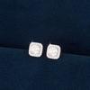 S925 Sterling Silver Square Diamond Stud Earrings for Women, Elegant, Super Shiny, Versatile, Lightweight Luxury