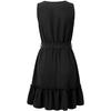 Summer Women Casual Sleeveless V-Neck Lace A-Line High Waist Above Knee Short Belt Solid Color Dress Spring Dress Sizes S-XL