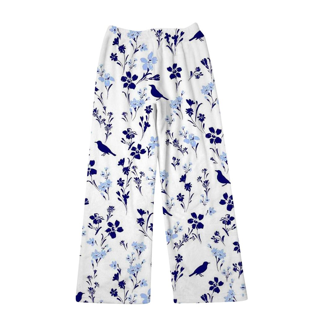 Women's Pyjamas Bottoms  Flower Printed Soft Comfortable Pyjama Bottoms Women Casual Home Pants Winter