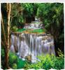 Waterfall Shower Curtain with Hooks – Forest Stream View, Nature Landscape Decor for Spa-Like Bathroom