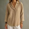 Women's Casual Striped Hoodie Loose Fit Three-Quarter Sleeve Pullover