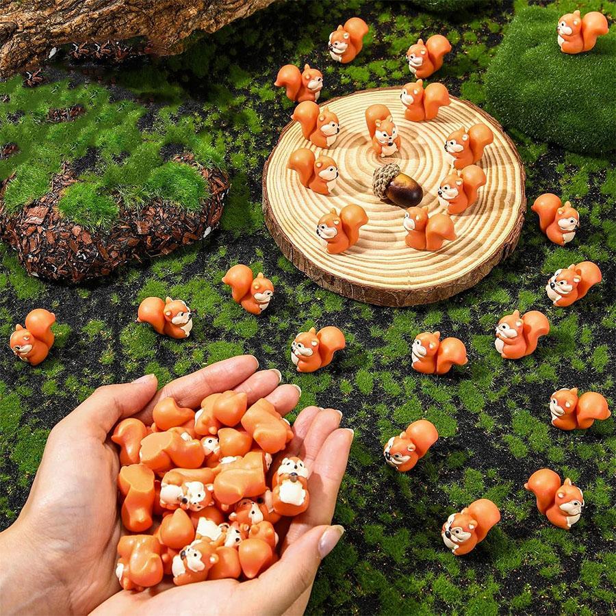 5/10Pcs Mini Squirrel Figurines Mini Resin Animal Miniature Figurines For Diy Fairy Garden Glass Container Potted Plant Decor