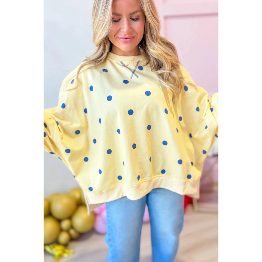 Felpa oversize da donna Autunno Inverno, Stampa Pois Blocco Colore, Top Casual Moda Transfrontaliera
