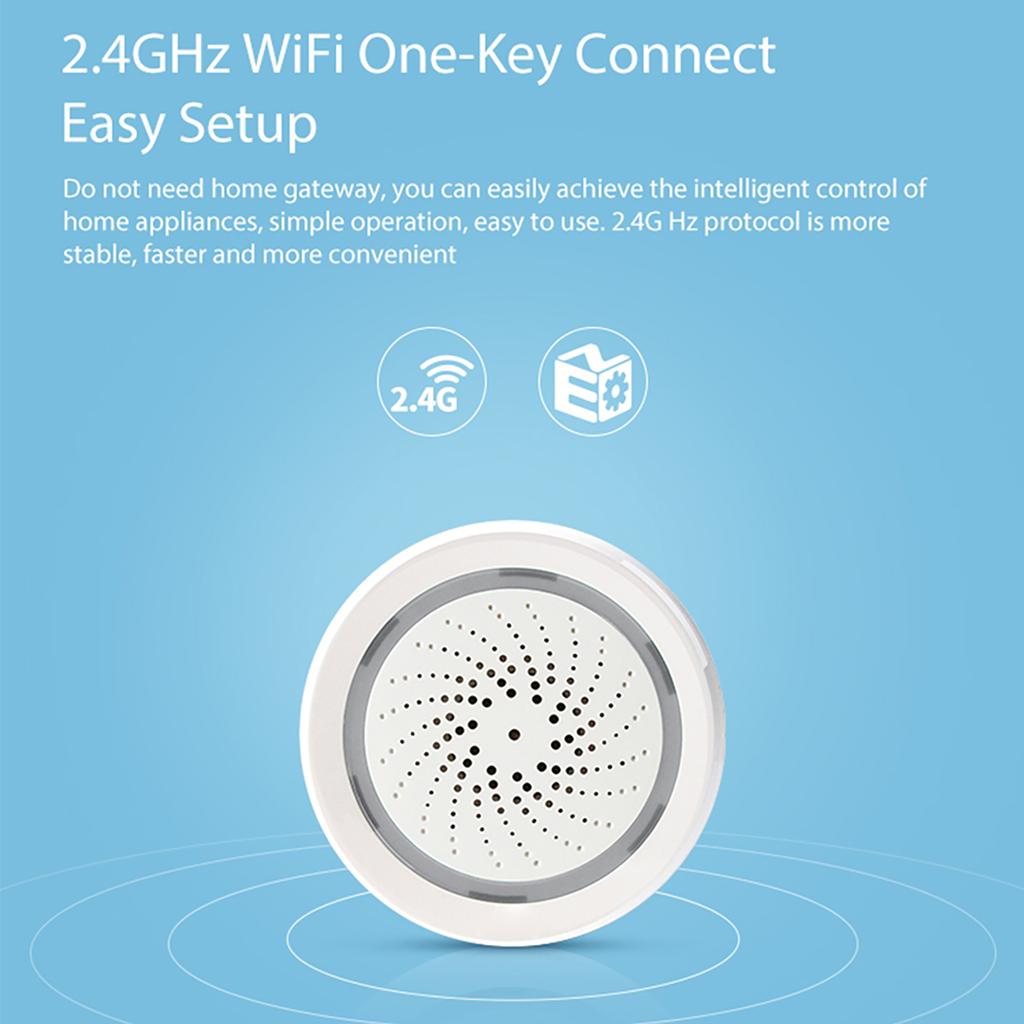 Sonew Alarming Smart Siren, Wireless Security Alarm with Temperature Humidity Sensor 100 DB Loud Alarm 18 Ringtone APP CONTROL FOR SECURITY