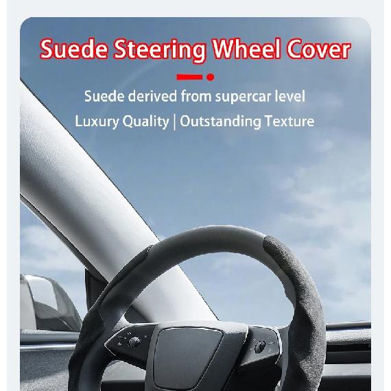 For Tesla New Launch Model Y Juniper 2025+ Suede Steering Wheel Cover All Season Universal Anti Slip Sports Steering Wheel Cover